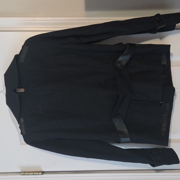 Mackage Black Jacket With Leather Trim - Picture 16 of 16